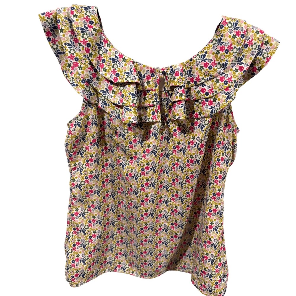 Liberty of London for Target Floral Ruffle Neck Sleeveless Blouse Size Small